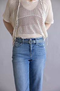 Basic Buckle Belt for Women in Blue Silver
