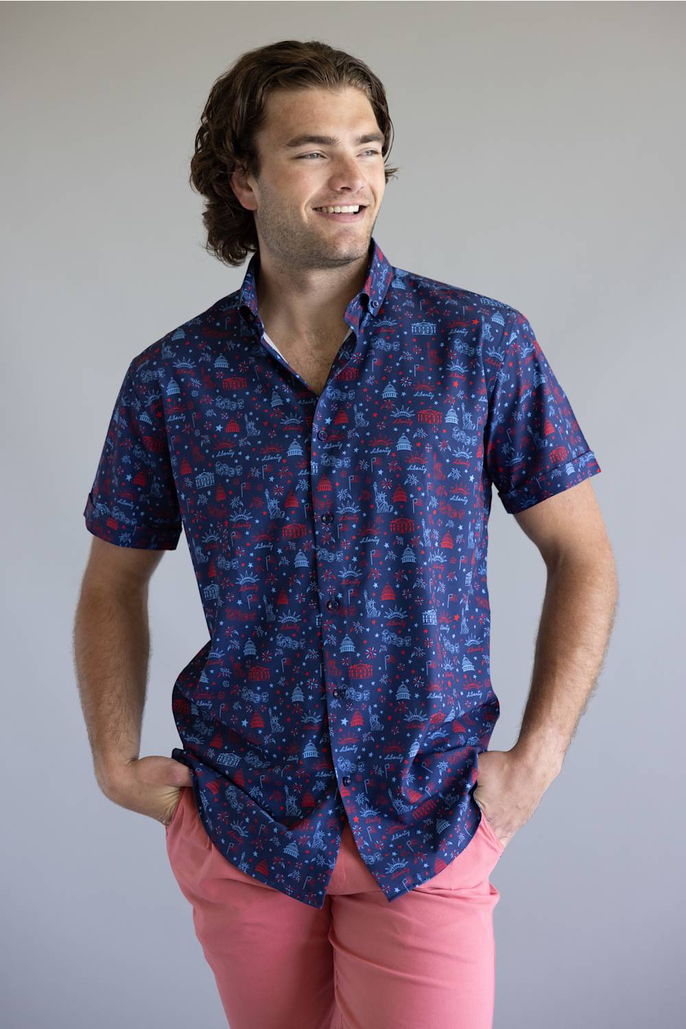 Lady Liberty Button Down for Men in Navy