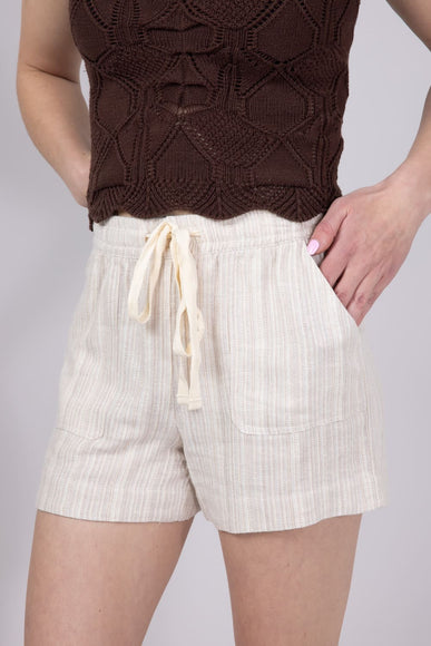 Drawstring Stripe Shorts for Women in Natural
