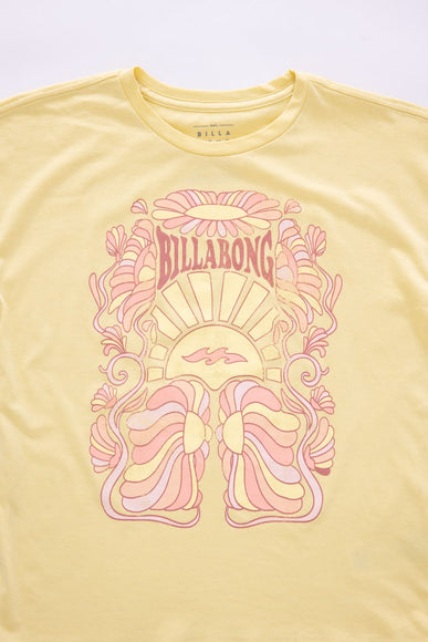 Billabong Youth Never Grow Up Oversized Graphic T-Shirt for Girls in Yellow