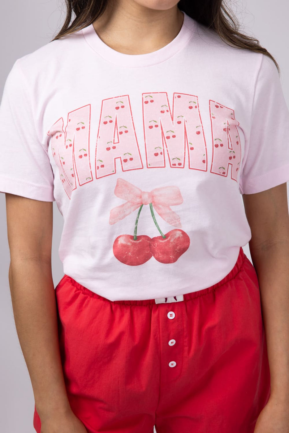 Mama Cherry Graphic T-Shirt for Women in Pink | 70034X-TS