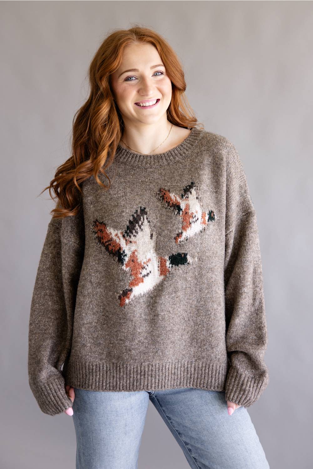 Bailey Rose Flying Duck Knit Sweater for Women in Mocha
