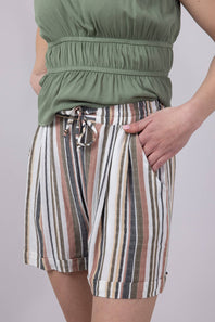 Tie Waist Striped Shorts for Women in Multi