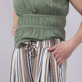 Tie Waist Striped Shorts for Women in Multi