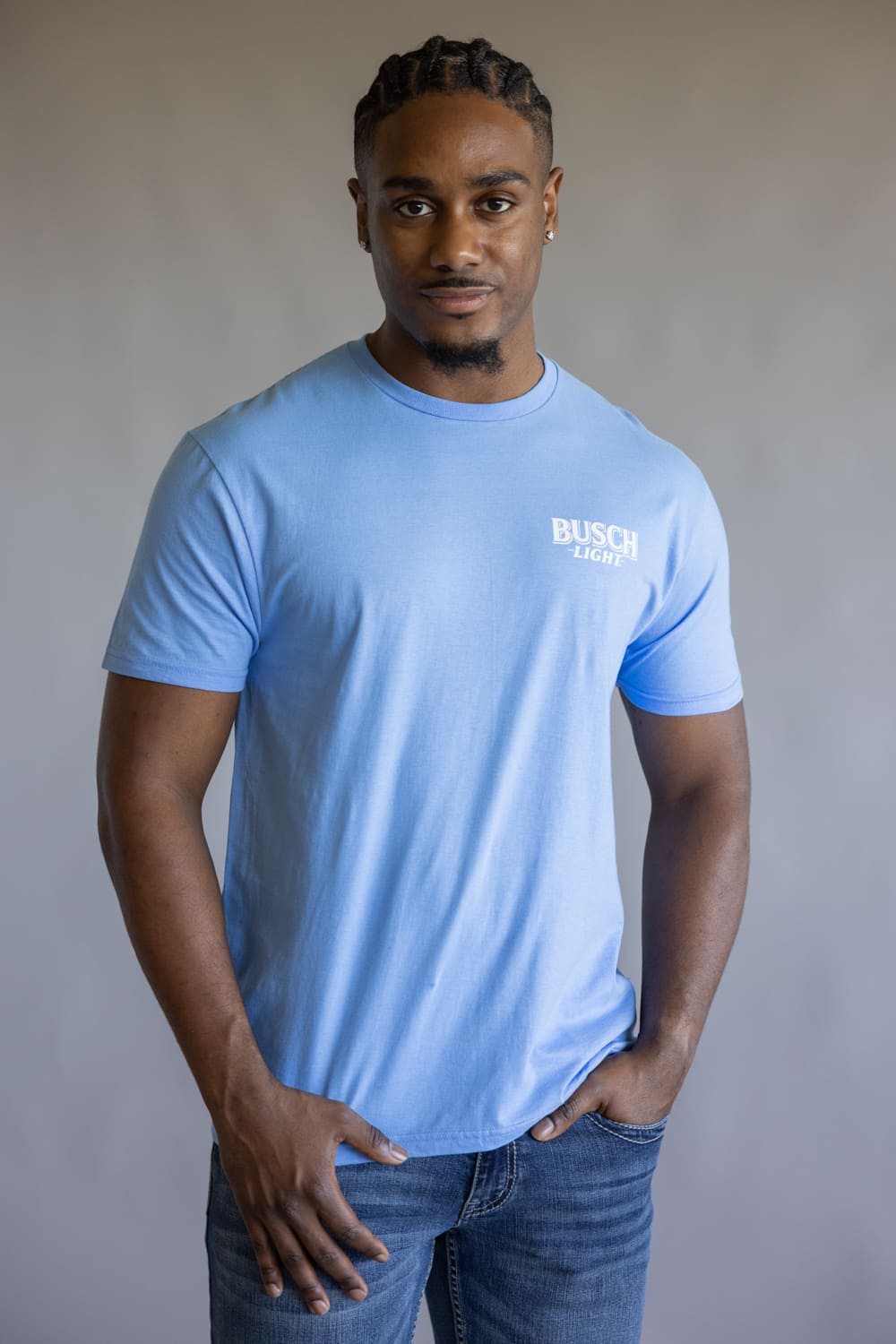 Busch Light Pack Leader T-Shirt for Men in Baby Blue