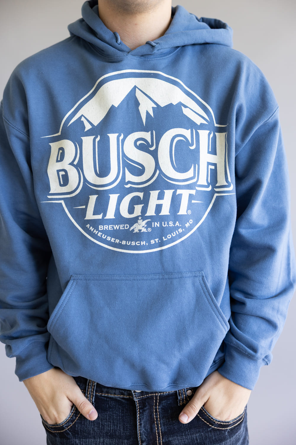  Busch Vintage Logo Graphic Sweatshirt for Men in Indigo Blue 