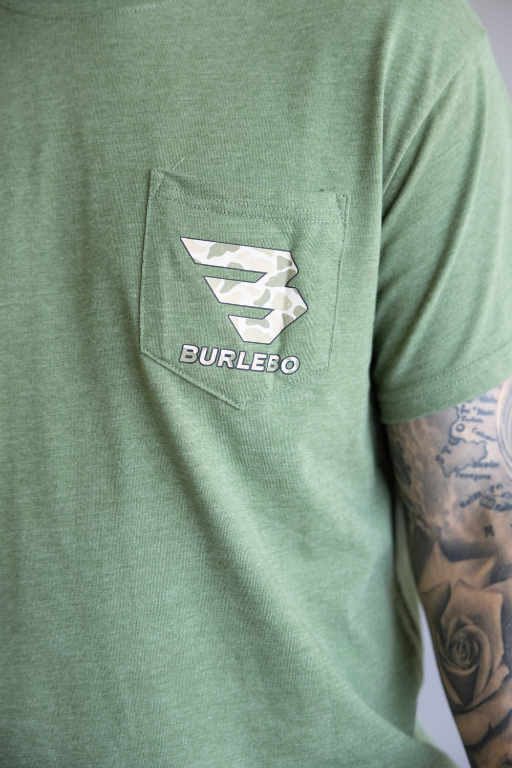 Burlebo Mallard Camo Dog T-Shirt for Men in Heather Olive