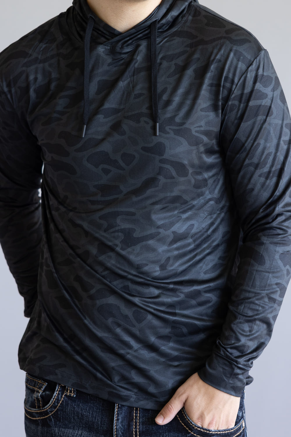 Burlebo Performance Hoodie for Men in Black Camo