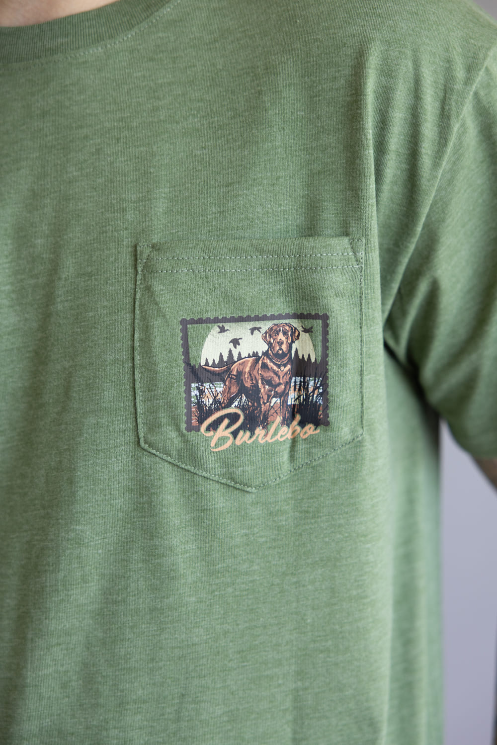 Burlebo Duck Dog Stamp T-Shirt for Men in Heather Olive