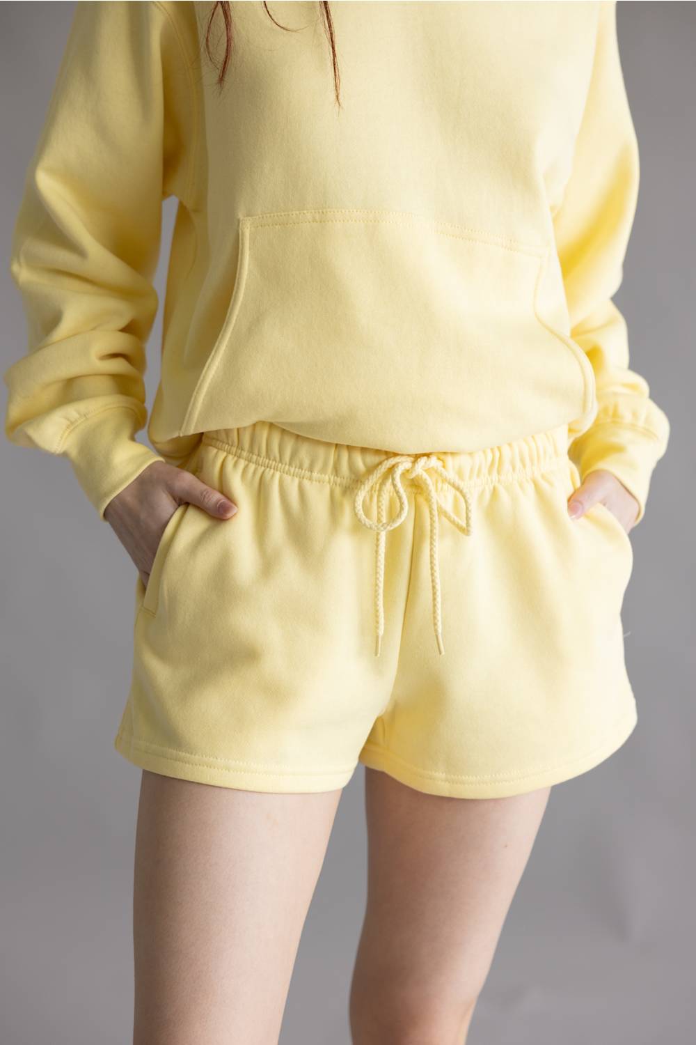 Basic Fleece Shorts for Women in Light Yellow