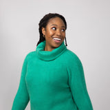 Miracle Basic Ribbed Turtleneck Sweater for Women in Green