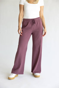 Be Cool Cotton Terry Straight Leg Pants for Women in Raisin