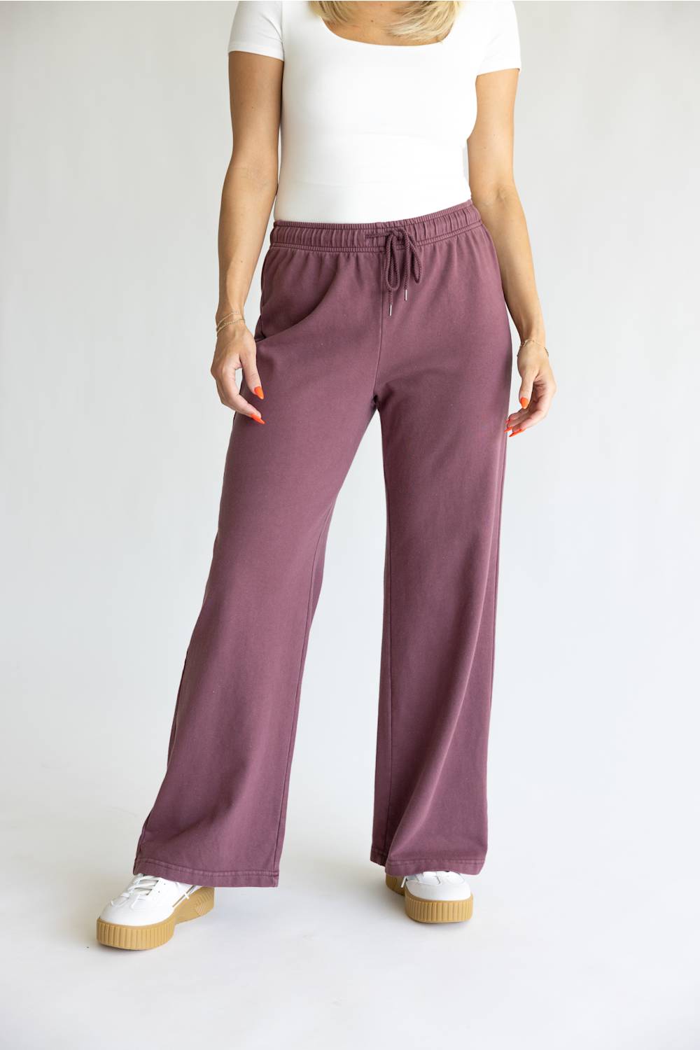 Be Cool Cotton Terry Straight Leg Pants for Women in Raisin