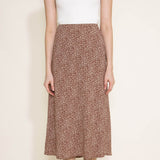 Ditsy Floral Midi Skirt for Women in Brown