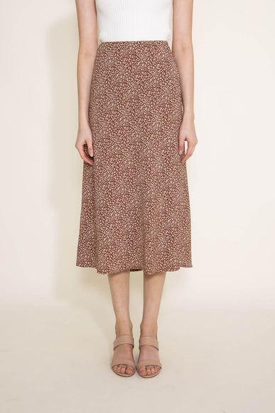 Ditsy Floral Midi Skirt for Women in Brown