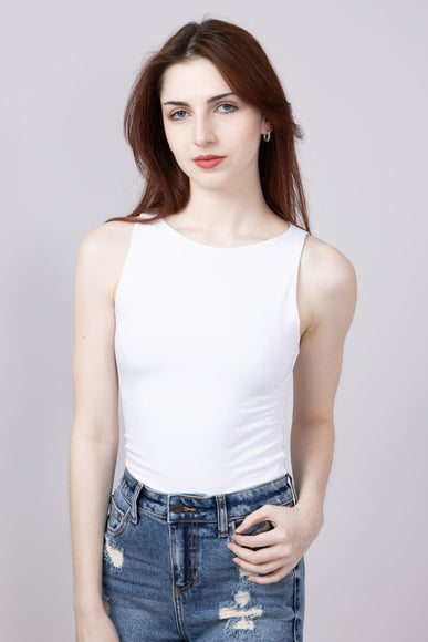 Seamless Double Layer Knit Tank Top for Women in White