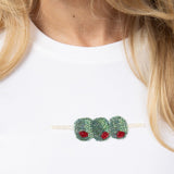 Beaded Olive T-Shirt for Women in White