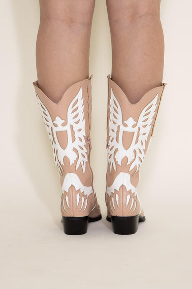 Berness Shoes Annie 2 Tone Western Cowboy Boots for Women in Beige