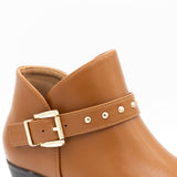 Berness Kashvi Buckle Booties for Women in Caramel Brown
