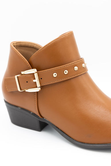 Berness Kashvi Buckle Booties for Women in Caramel Brown