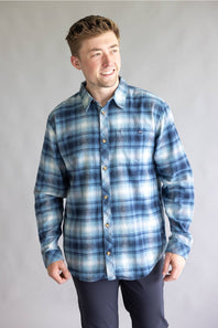 Billabong Coastline Flannel Button Up Shirt for Men in China Blue
