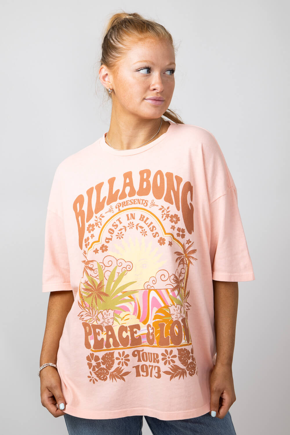 Billabong Peace and Love Oversized Graphic T-Shirt for Women
