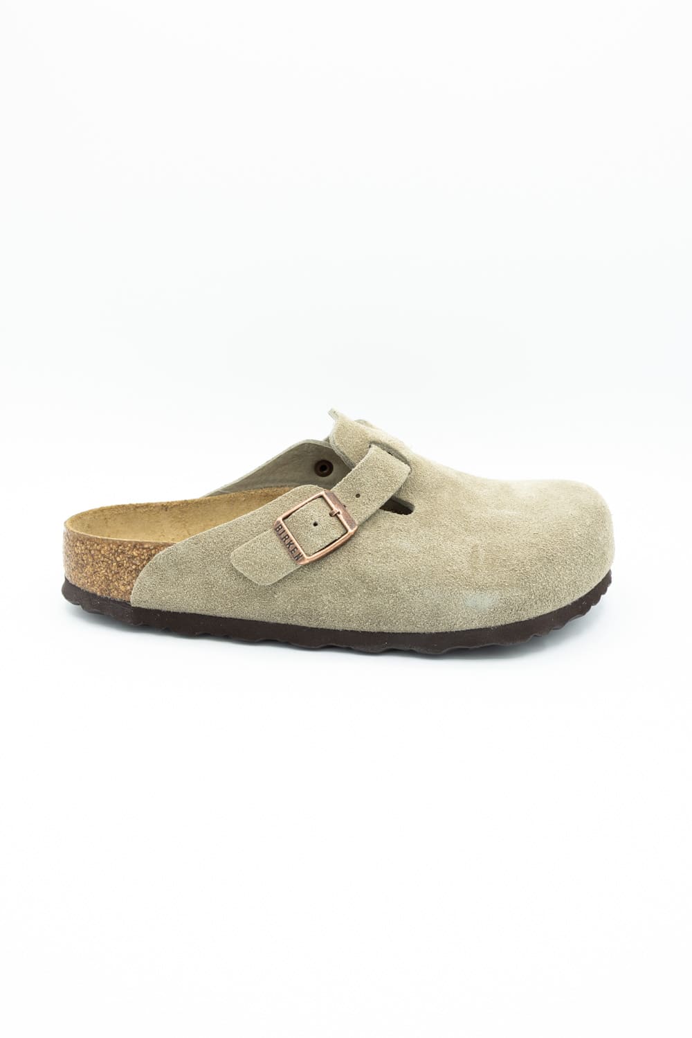 Birkenstock Boston Soft Footbed Suede Leather Clogs for Women in Taupe