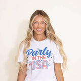 Party In the USA Graphic T-Shirt for Women in White