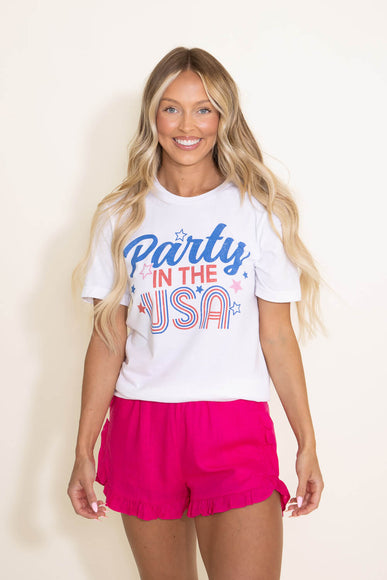 Party In the USA Graphic T-Shirt for Women in White