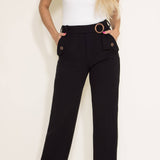 Boom Boom Jeans Belted Trouser Pants for Women in Black
