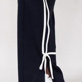 Bow Tie Track Pants for Women in Dark Navy/ White