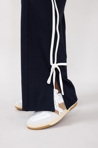 Bow Tie Track Pants for Women in Dark Navy/ White
