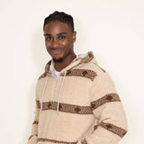 Brooklyn Cloth Arrow Stripe 1/4 Zip Sherpa Hoodie for Men in Brown