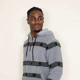 Brooklyn Cloth Arrow Stripe 1/4 Zip Sherpa Hoodie for Men in Grey