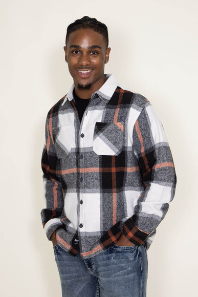 Brooklyn Cloth Heavy Flannel Shacket for Men in Black Cream