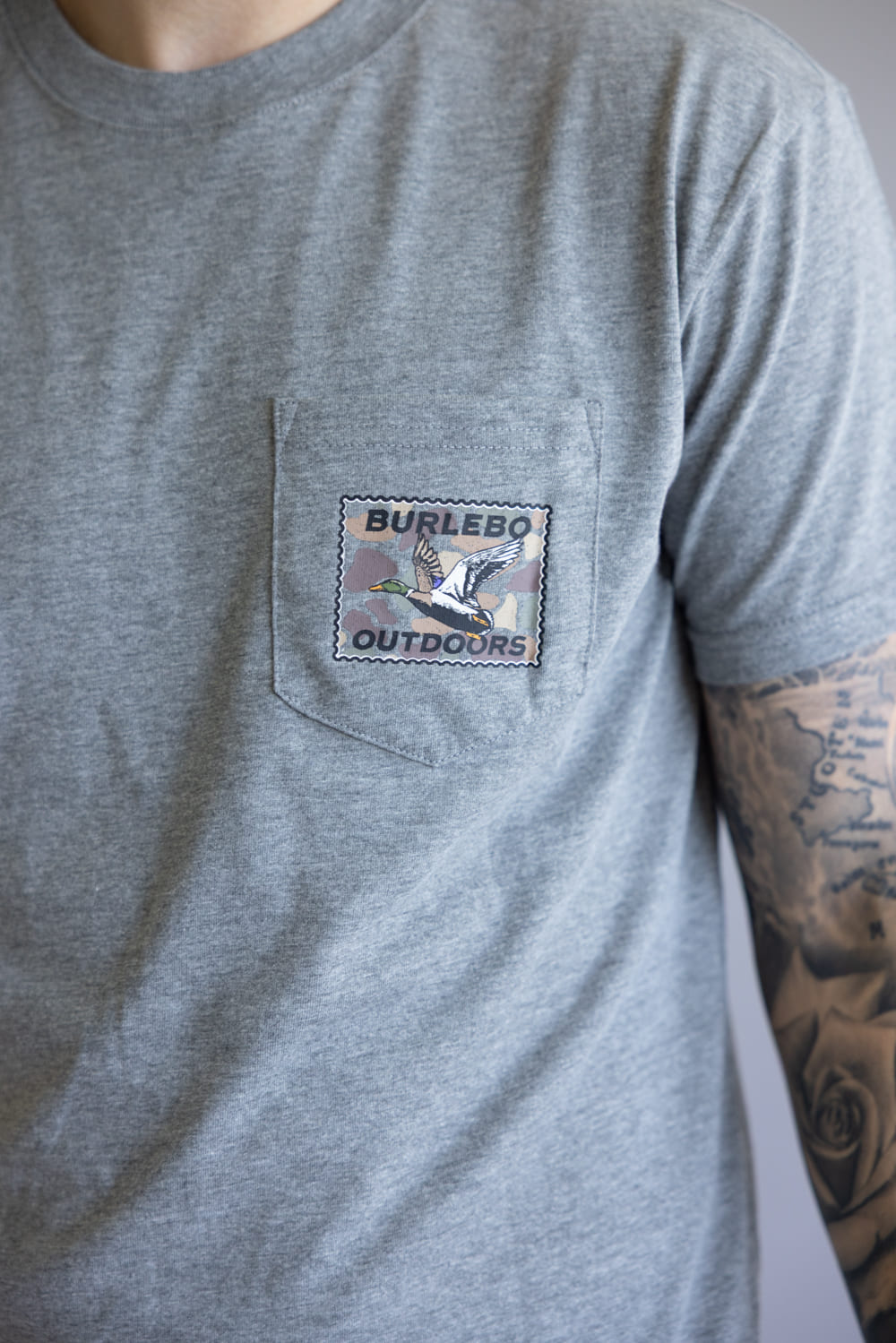 Burlebo Mallard Duck Stamp T-Shirt for Men in Heather Black