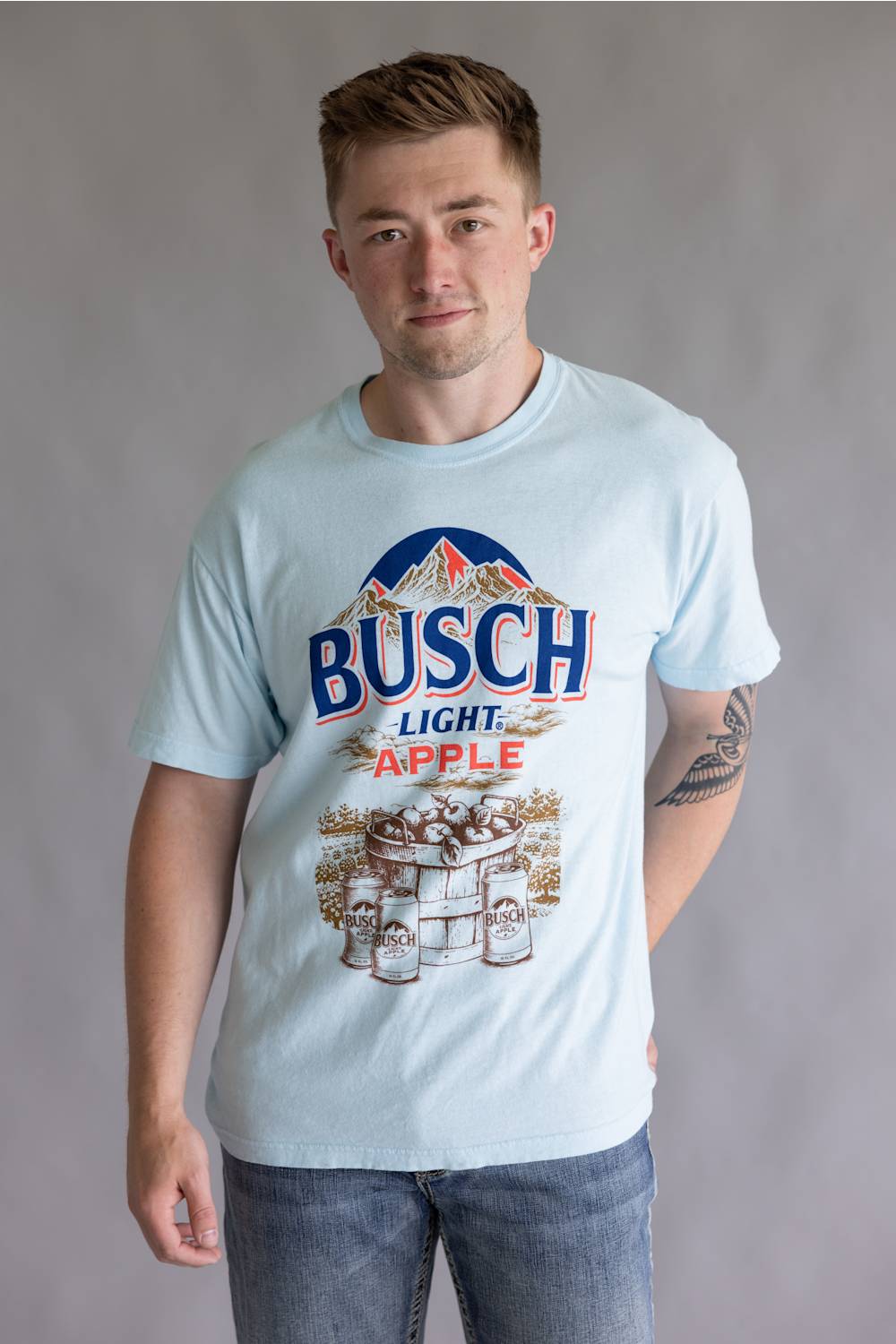 Busch Light Apple Orchard T-Shirt for Men in Chambray