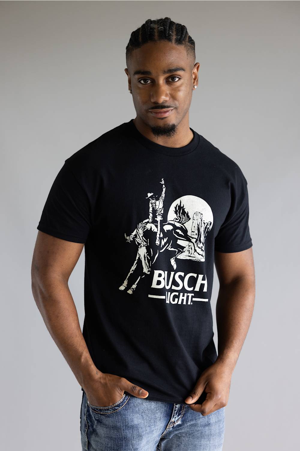 Busch Light Cowboy Mesa T-Shirt for Men in Black