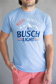 Busch Light Red White & Busch Light T-Shirt for Men in Light Blue