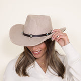C.C. Felt Silver and Turquoise Leather Trim Cowgirl Hat for Women in Taupe