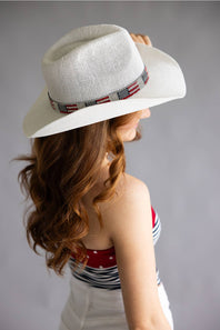C.C. American Flag Rhinestone Band Cowgirl Hat for Women in White