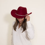 C.C. Felt Rhinestone Trim Cowgirl Hat for Women in Red