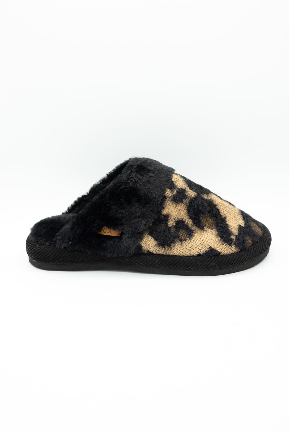 C.C. Leopard Print Slippers for Women in Black