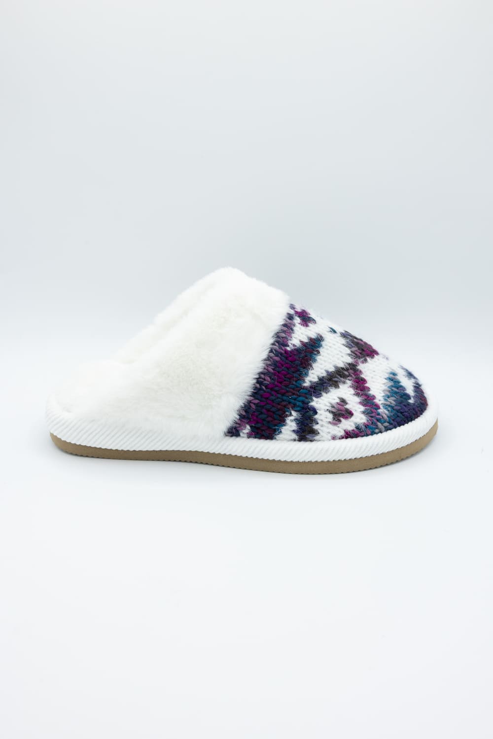 C.C. Ombre Aztec Knitted Slippers for Women in Purple Mix