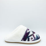 C.C. Ombre Aztec Knitted Slippers for Women in Purple Mix