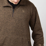 Ariat Caldwell ¼ Zip Logo Sweater for Men in Dark Brown Heather