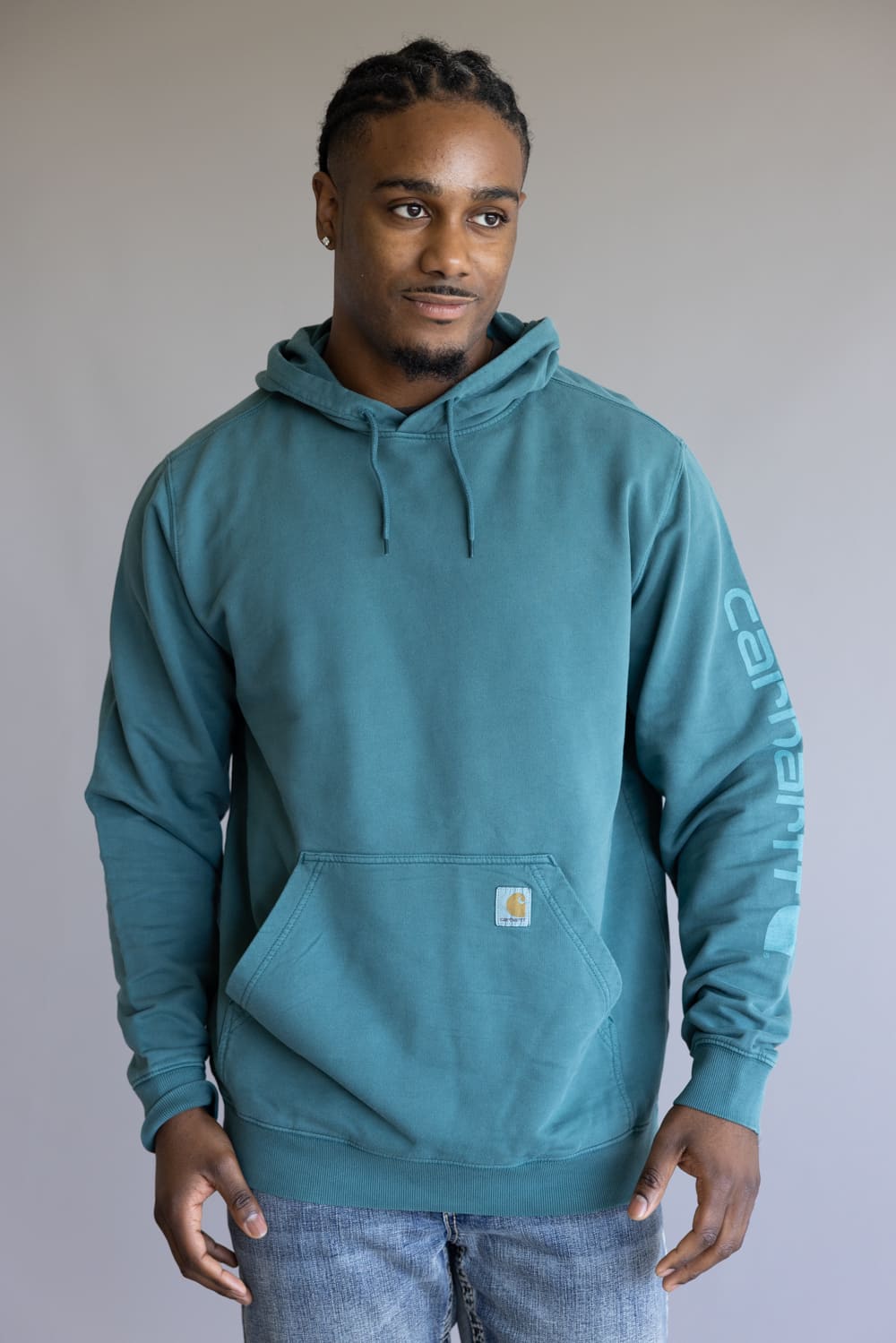 Carhartt Legacy Relaxed Fit Mineral Wash Sweatshirt for Men in Greenstone Blue
