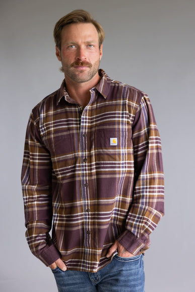 Carhartt Rugged Flex Relaxed Fit Midweight Flannel for Men in Dark Sepia