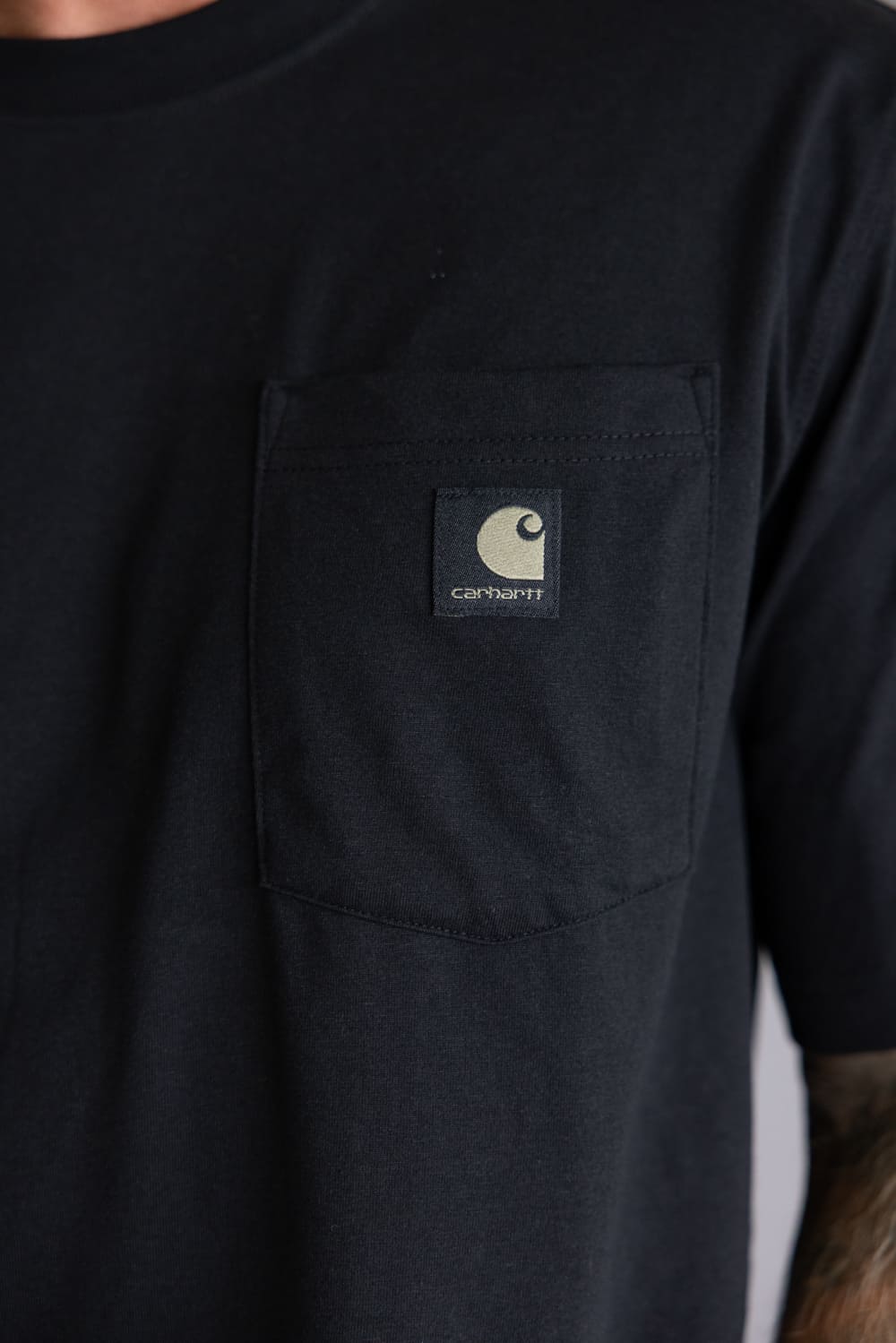 Carhartt Relaxed Fit Lightweight Camo Logo Pocket Graphic T-Shirt for Men in Black