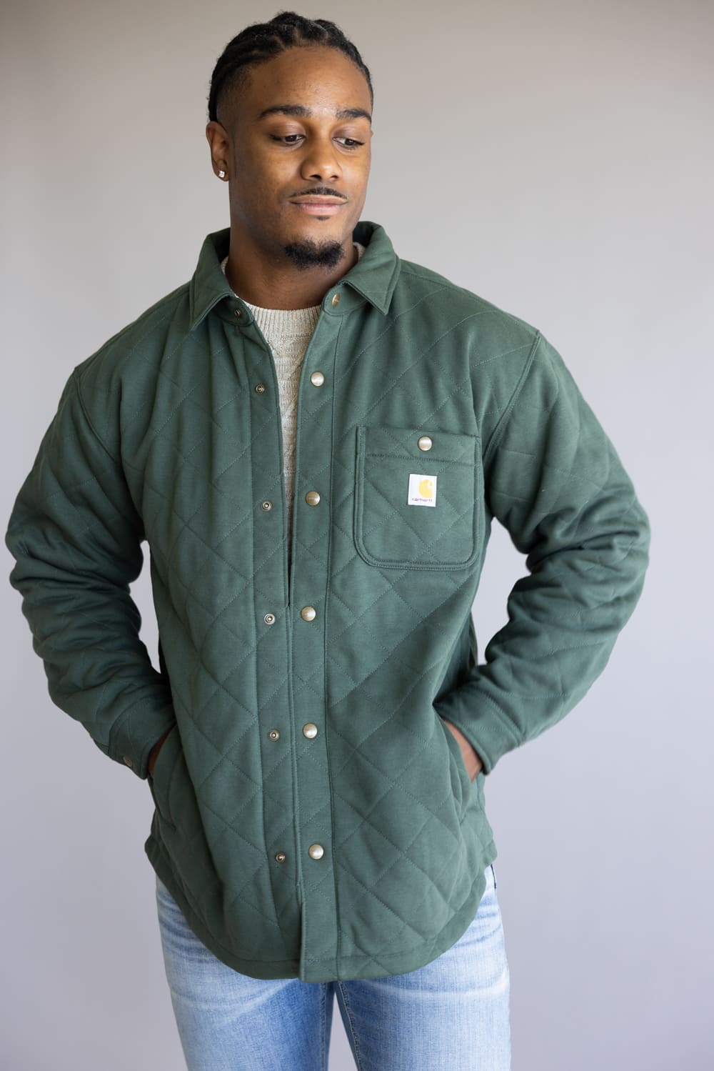 Carhartt Rain Defender Heavyweight Shirt Jacket in Forestry Green